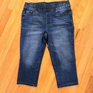 Denim Pull On Cropped Jeans